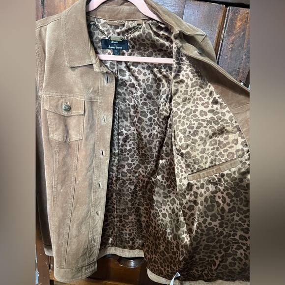 Vintage Dennis by Dennis Basso Womens Suede Lined Jacket Tan Buttons Pockets S - Picture 3 of 6